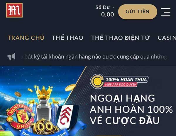 Gửi tiền M88